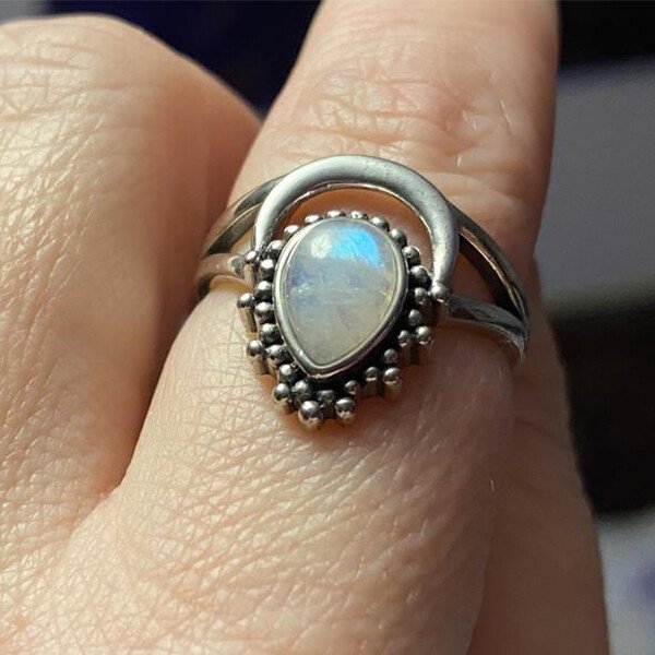 Crescent Moonstone Ring