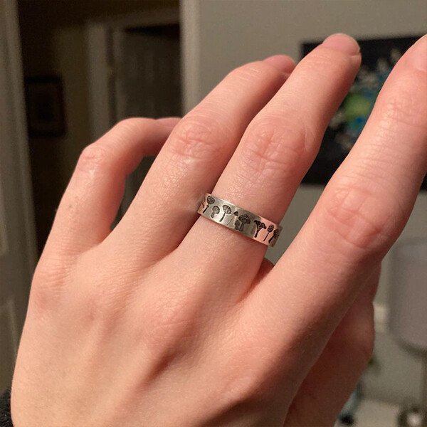 Sterling Silver Nature Forest Mushroom Ring