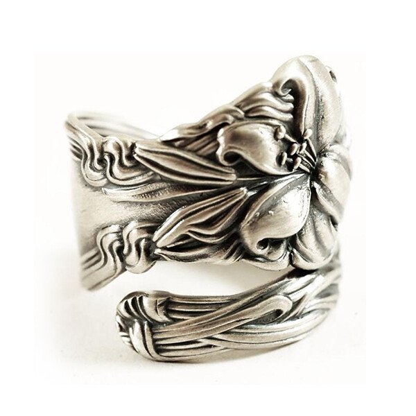 Vintage Silver Floral Spoon Ring