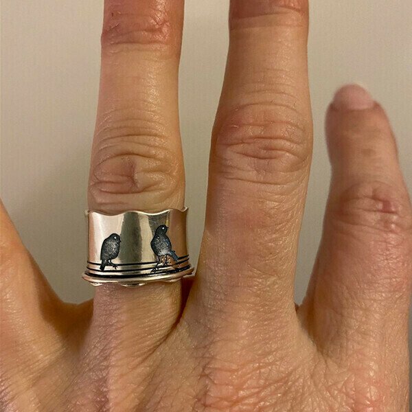 Birds on a Wire Silver Spinner Ring