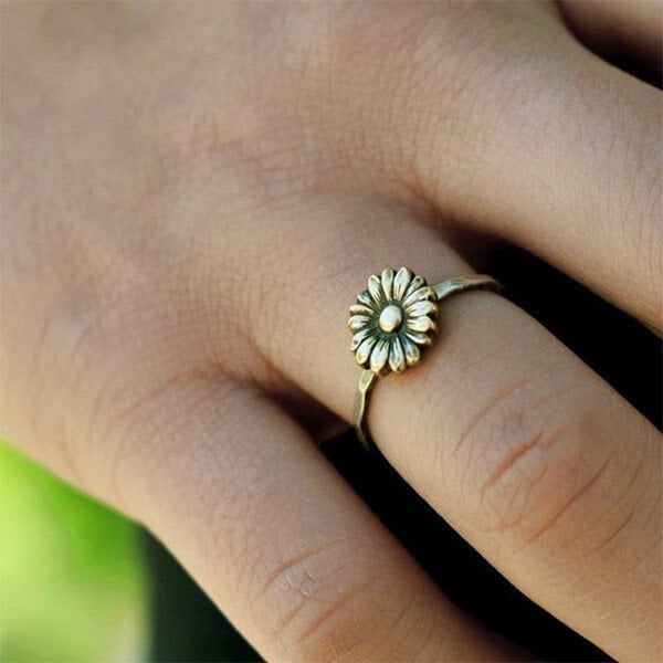 925 Gold Sunflower Ring