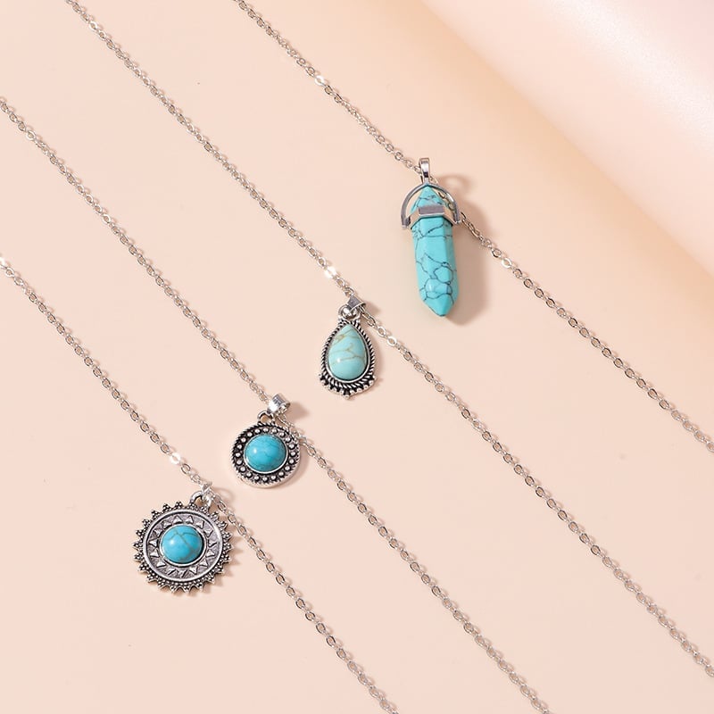 925 Turquoise Layered Drop Necklace