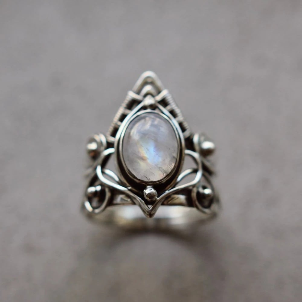 925 Triangle Moonlight Gemstone Ring