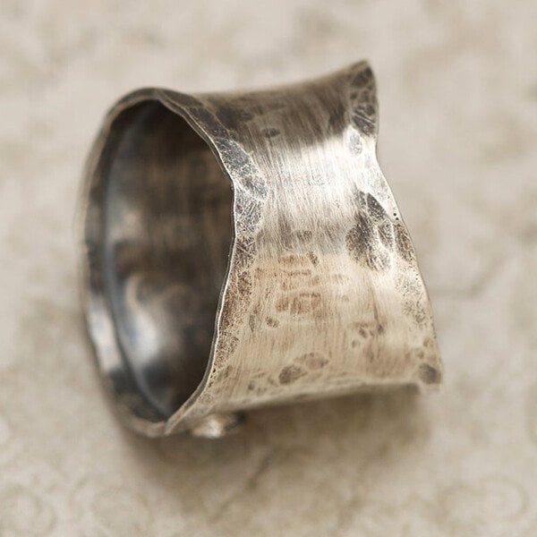 925 Bird Flower Wide Band Ring
