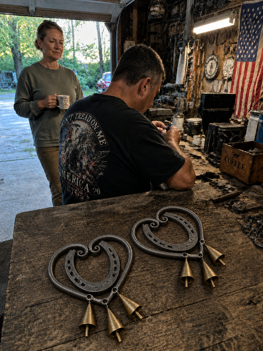 Handmade horseshoe wind chime