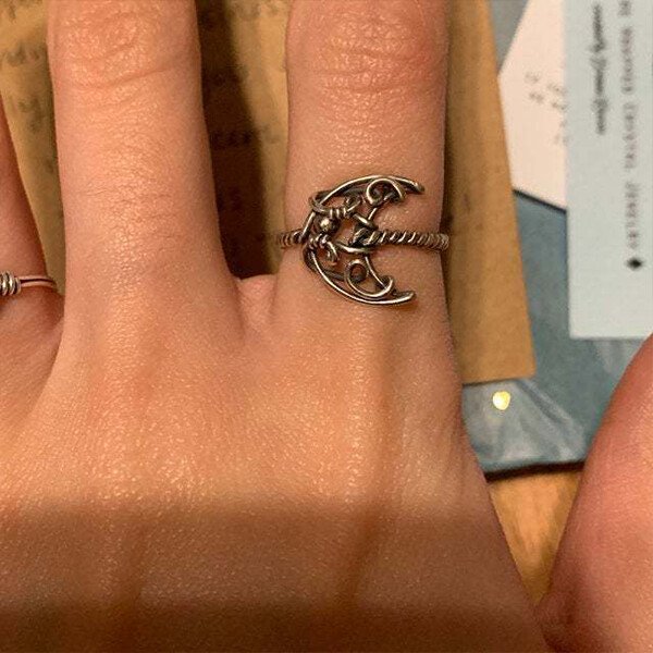 Vintage Moon Hollow Ring