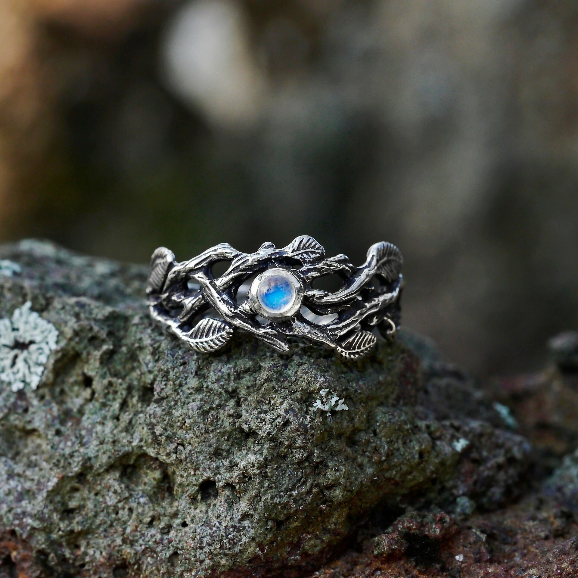 Moonstone Branch Ring