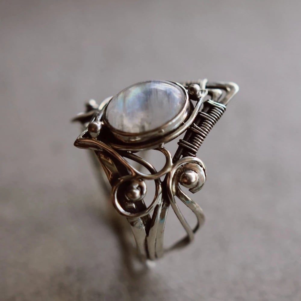 925 Triangle Moonlight Gemstone Ring