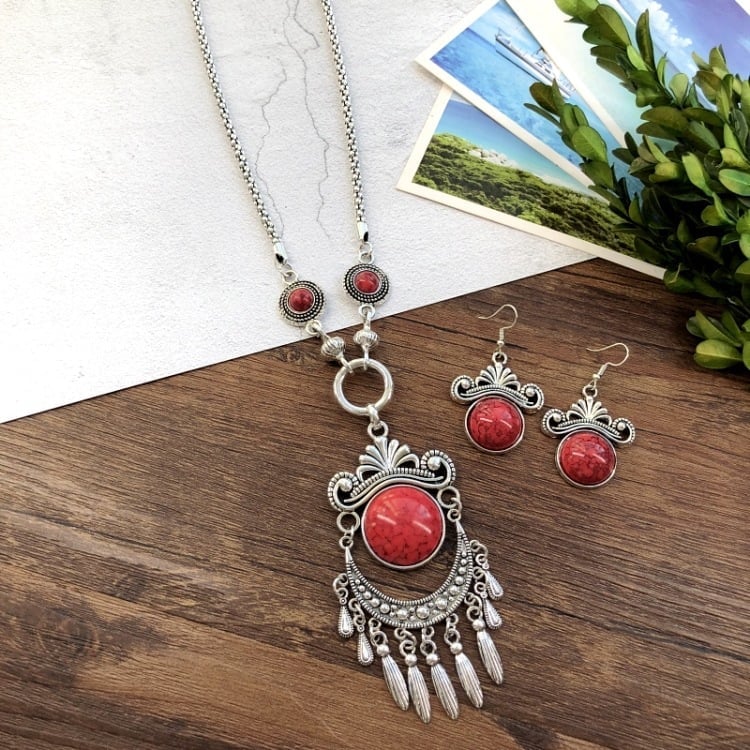 925 Tassel sweater turquoise necklace