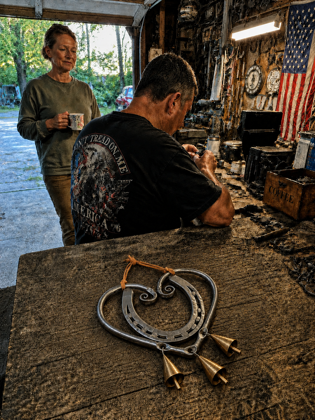 Handmade horseshoe wind chime
