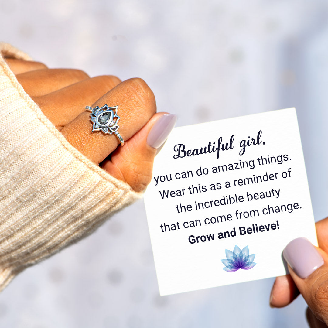 925 Silver You Can Do Amazing Things Lotus Ring