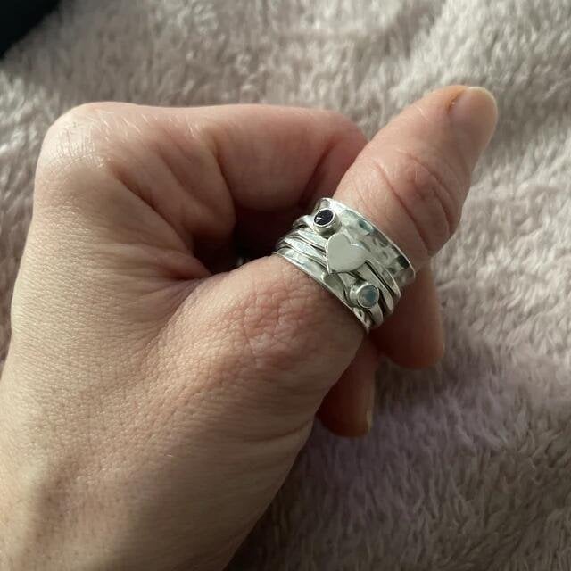 925 Spinner Heart Ring👩‍❤️‍👩''Sisters of my soul & Friends of my heart''💕