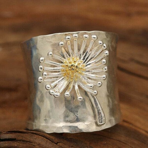 925 Blooming Daisy Wide Band Ring