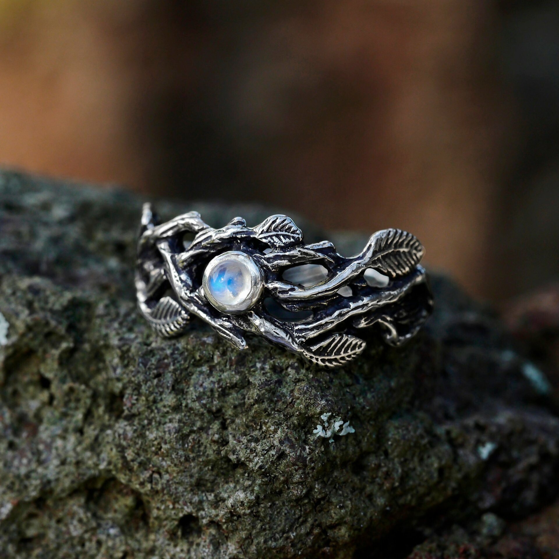 Moonstone Branch Ring