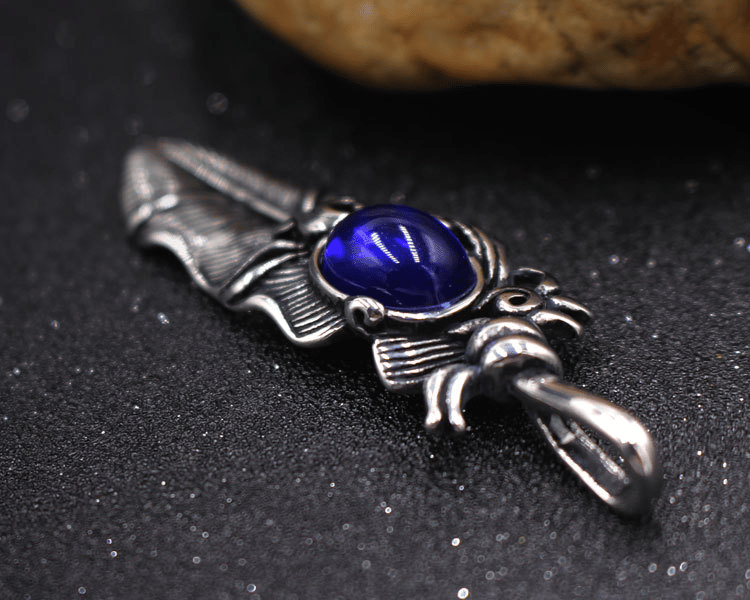 925 Sapphire Feather Pendant