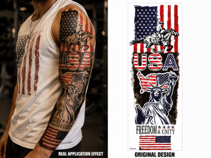 Limited edition: 🥇7-Day Waterproof Patriotic Full Sleeve Tattoo — Show Your American Pride Without the Pain(BUY 2 FREE SHIPPING)