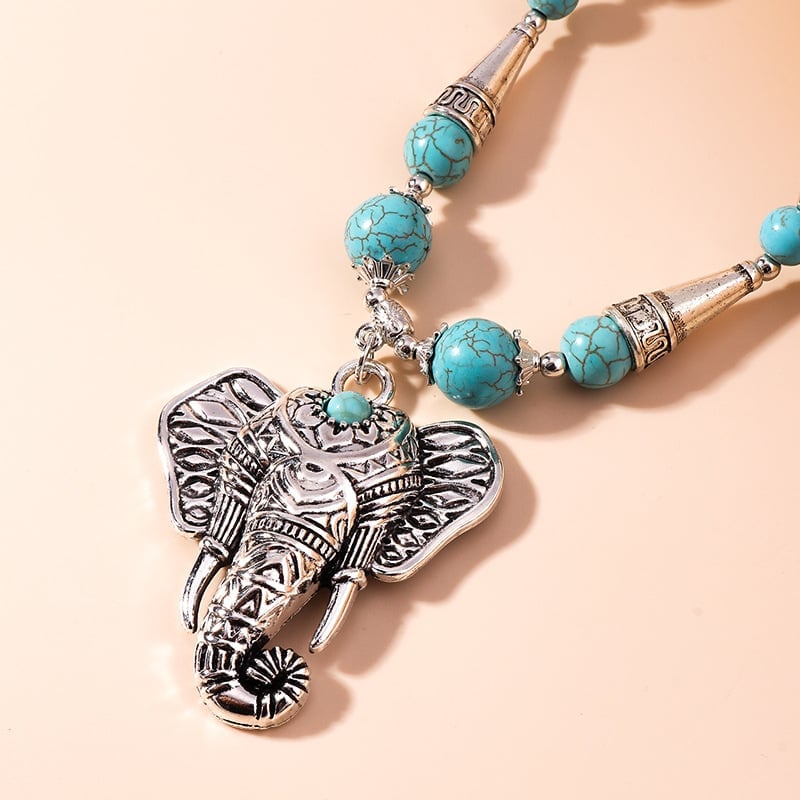 925 Turquoise Elephant Pendant