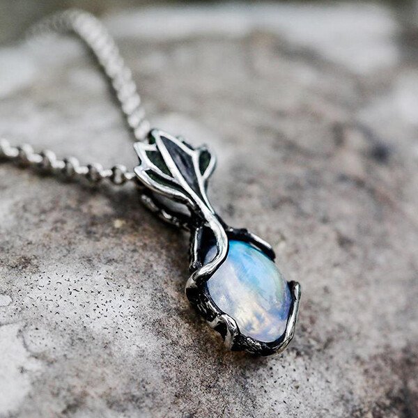 Natural Flower Moonstone Necklace