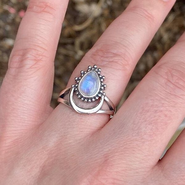 Crescent Moonstone Ring