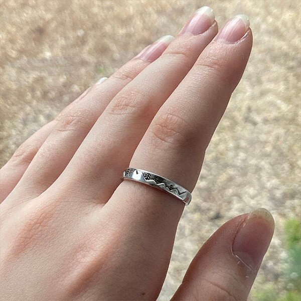 Natural Mountain Forest Silver Adjustable Ring