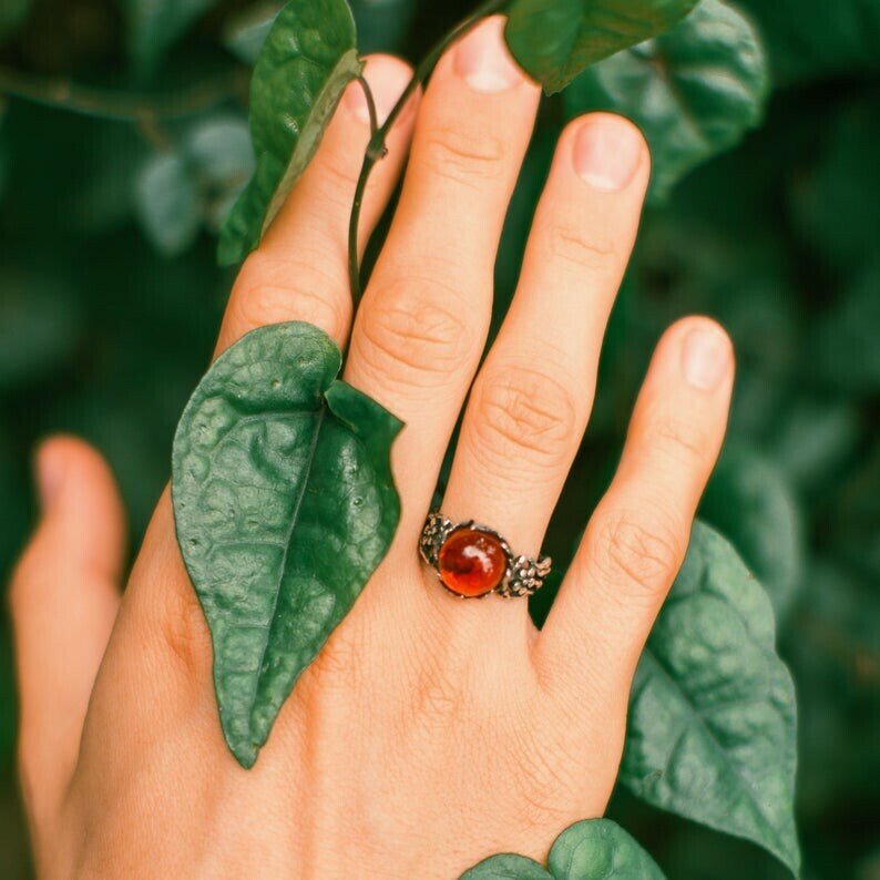 Women's Amber Flower Ring