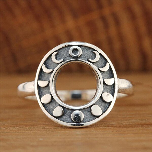 Vintage Silver Moon Phase Ring