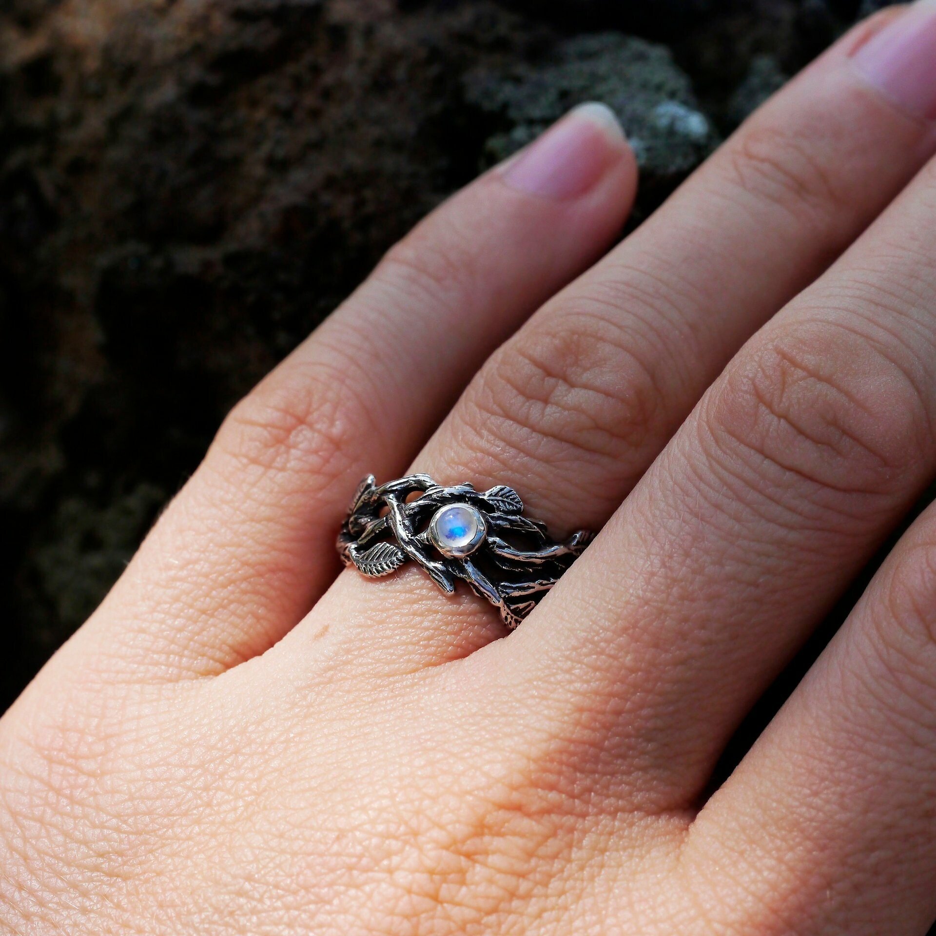 Moonstone Branch Ring