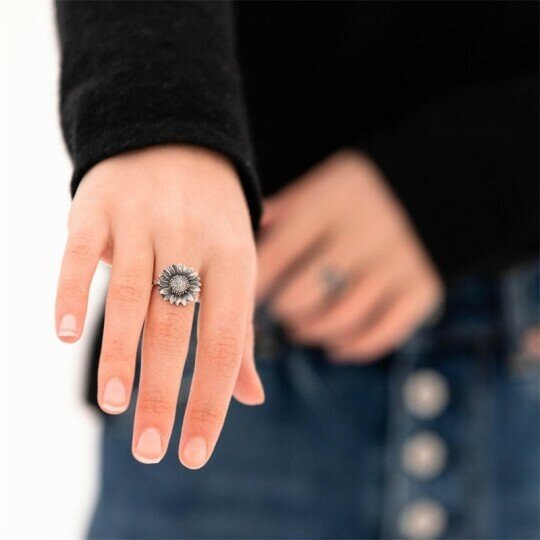 Sterling Silver Sunflower Ring