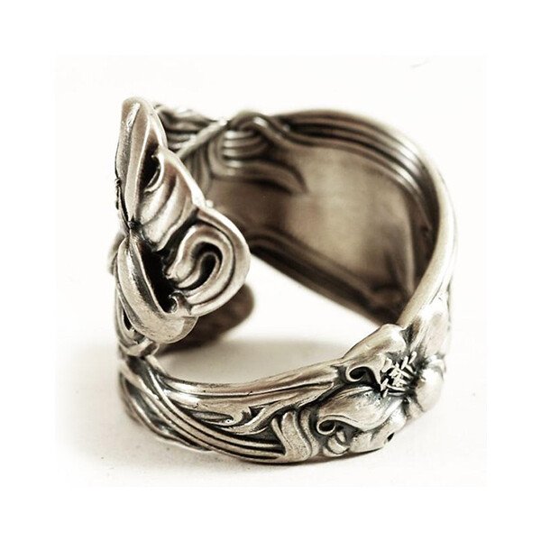 Vintage Silver Floral Spoon Ring