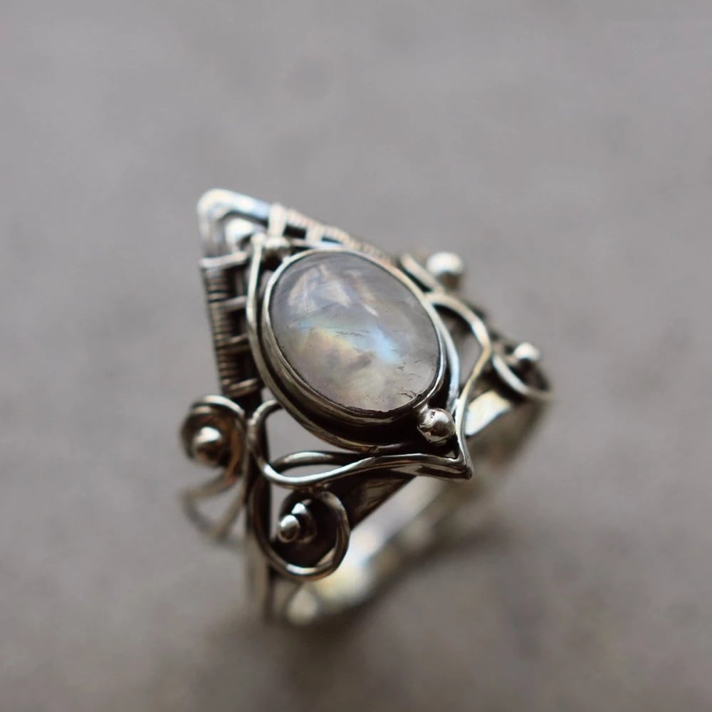 925 Triangle Moonlight Gemstone Ring