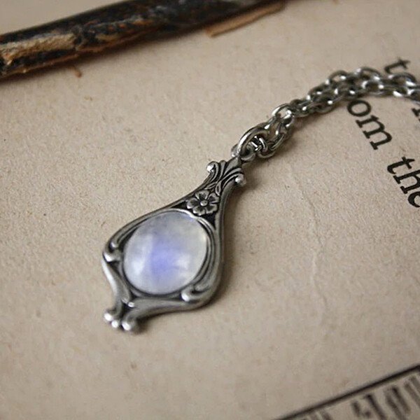 Sterling Silver Rainbow Moonstone Necklace