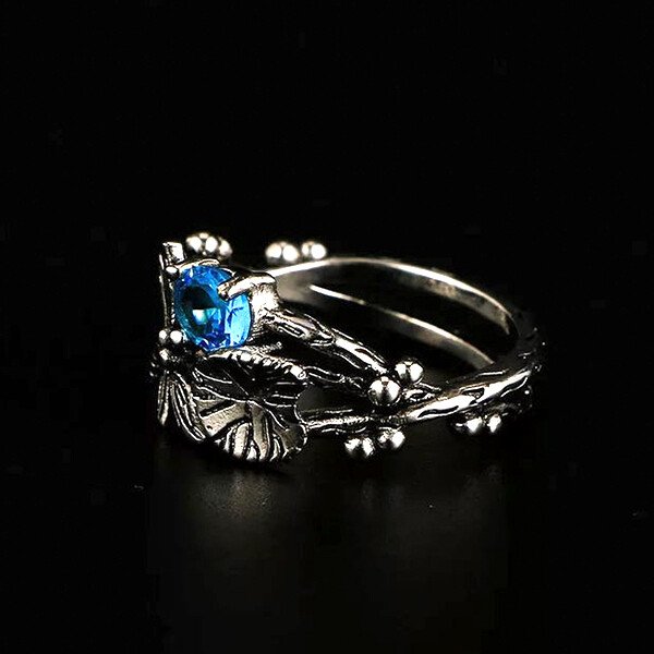 Vintage Dragonfly Blue Zircon Ring