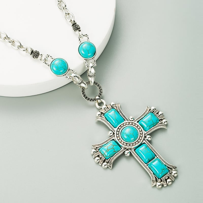 925 Turquoise Cross Necklace