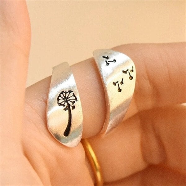 925 Hand Carved Dandelion Ring