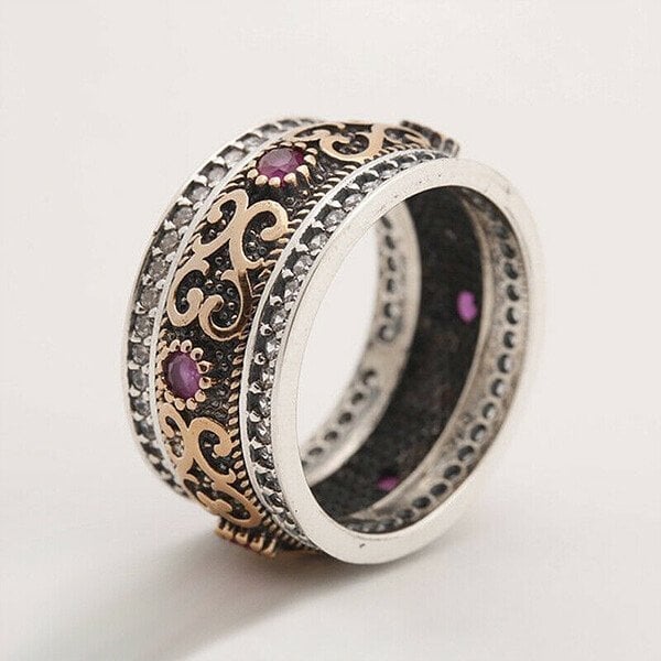 925 Antique Boho Gemstone Ring