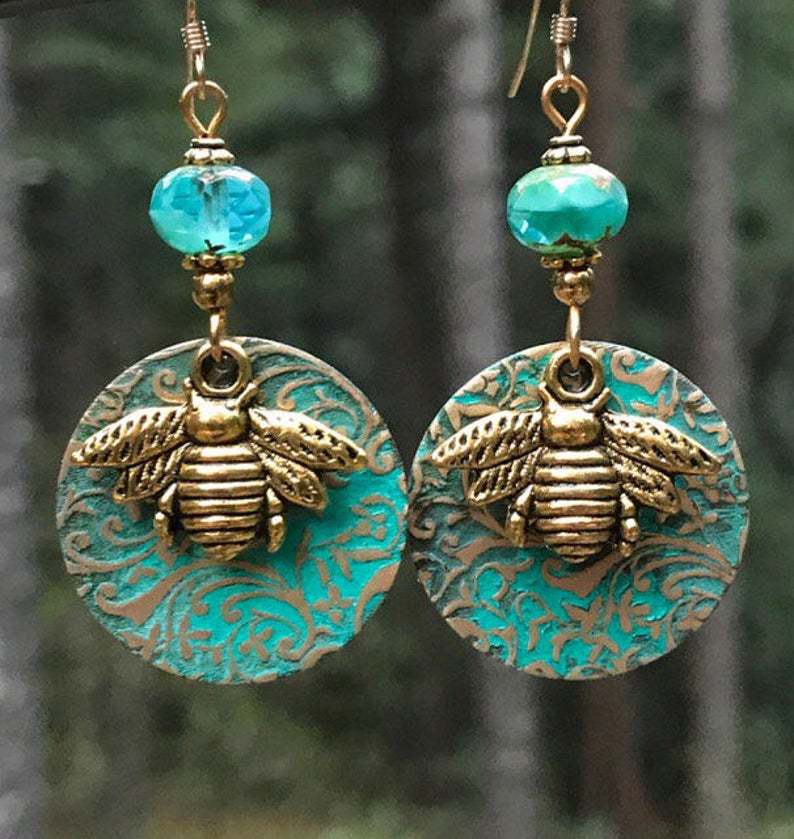 925 Bee Turquoise Earrings