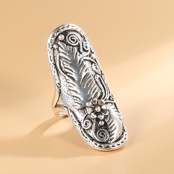Vintage Feather Totem Silver Ring