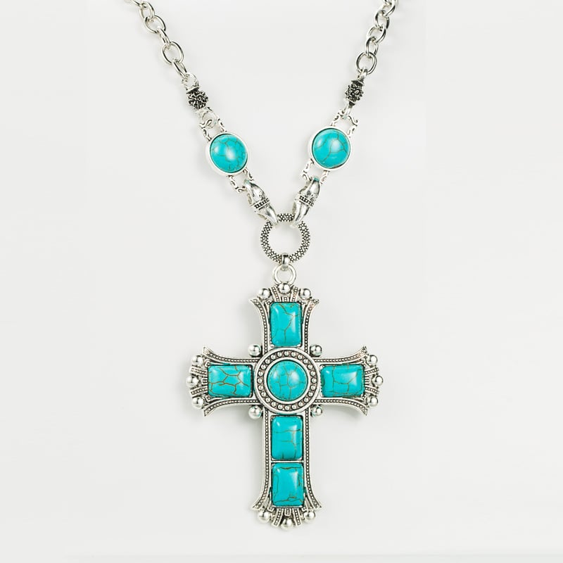 925 Turquoise Cross Necklace