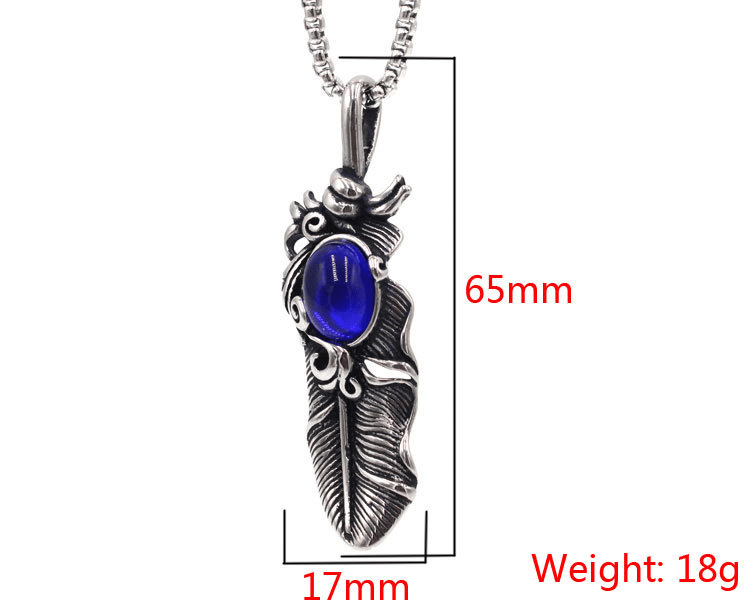 925 Sapphire Feather Pendant