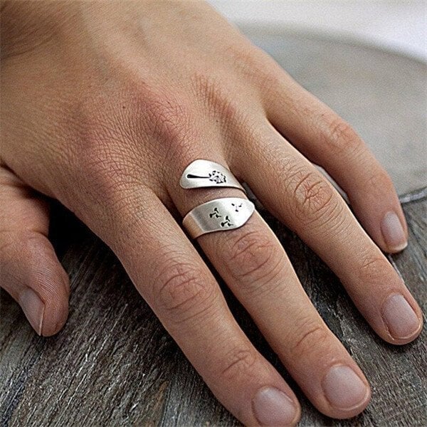 925 Hand Carved Dandelion Ring