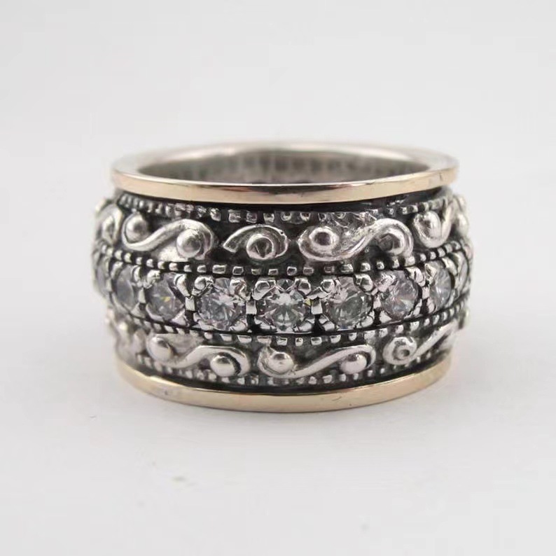 New jewelry simple carved gem lady ring wide version exaggerated index finger ring ring