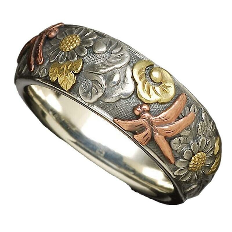 Color Flower Dragonfly Ring