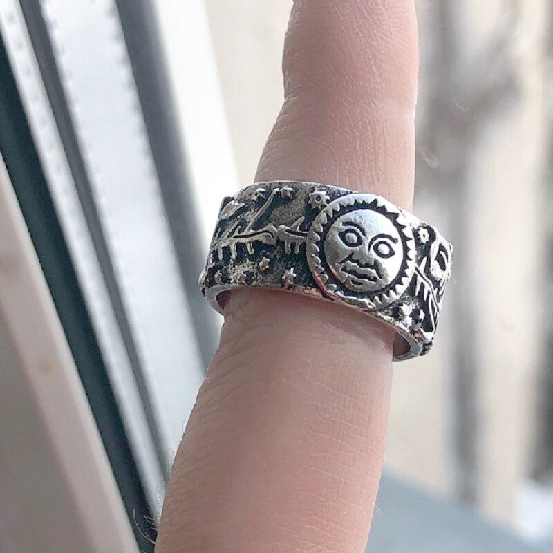 Silver Vintage Moon&Sun Ring🌕🌞