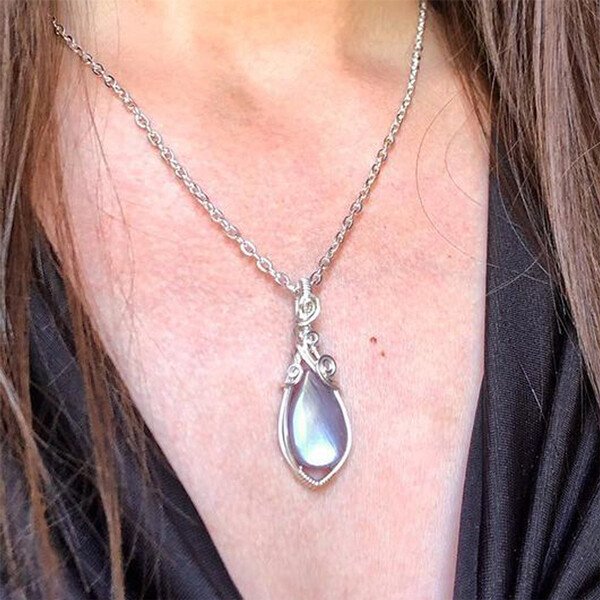 Teardrop Shaped Moonstone Pendant Necklace