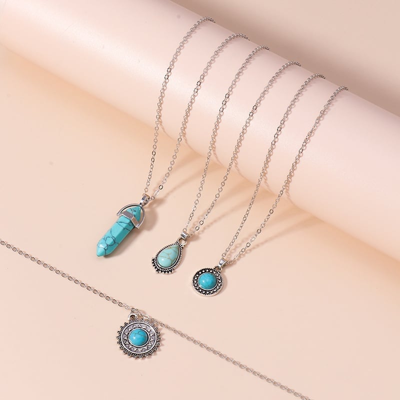 925 Turquoise Layered Drop Necklace