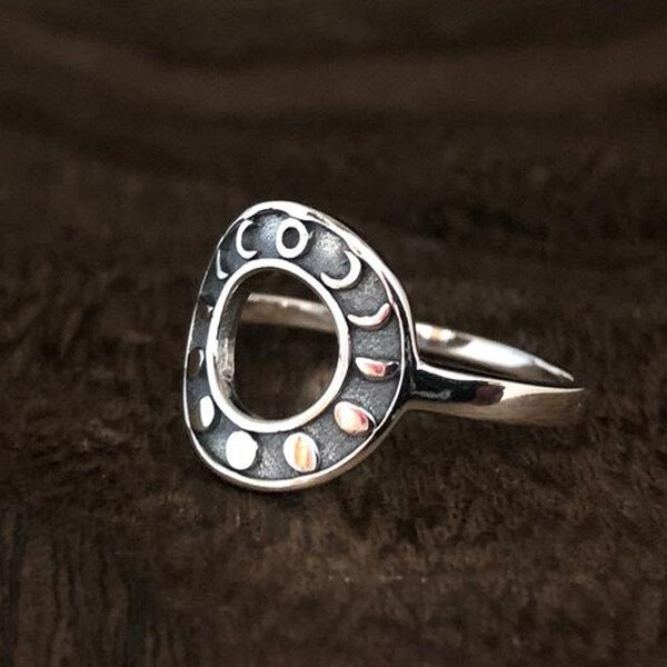 Vintage Silver Moon Phase Ring
