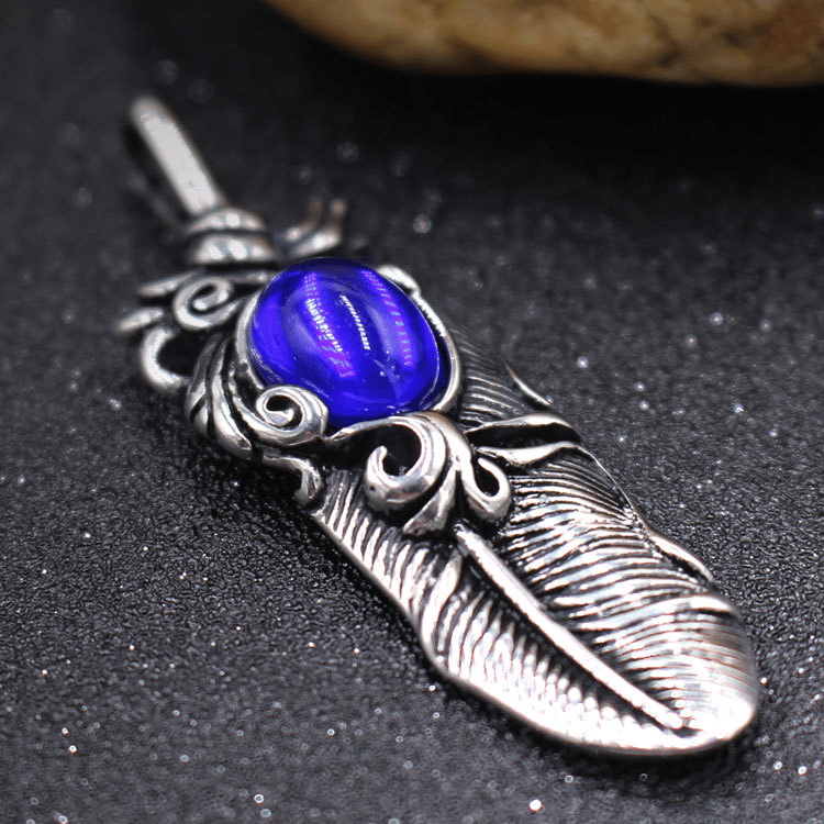 925 Sapphire Feather Pendant