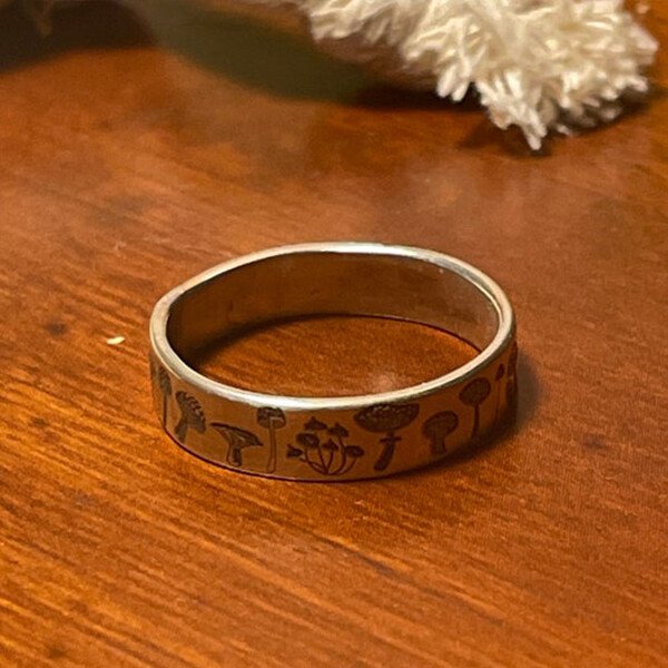 Sterling Silver Nature Forest Mushroom Ring