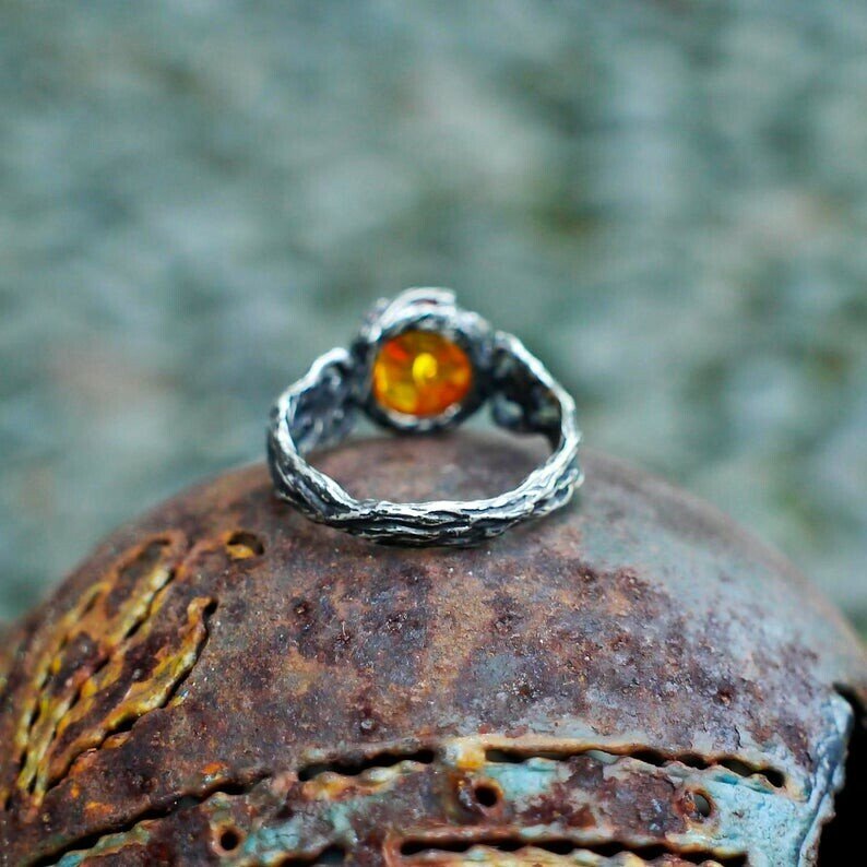 Women's Amber Flower Ring