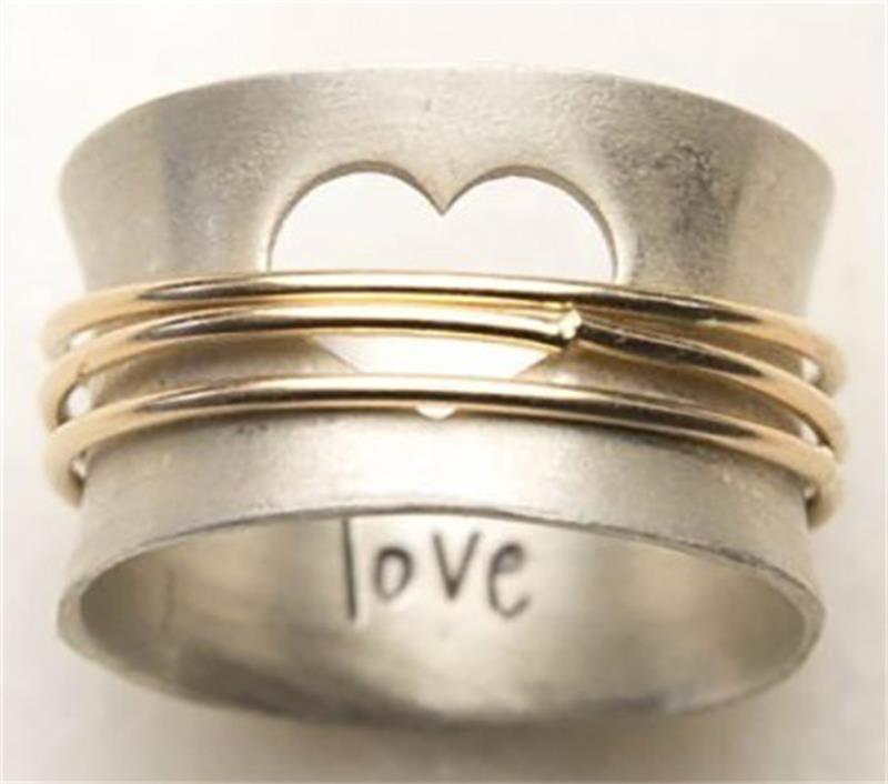 925 “LOVE”Heart Openwork Ring